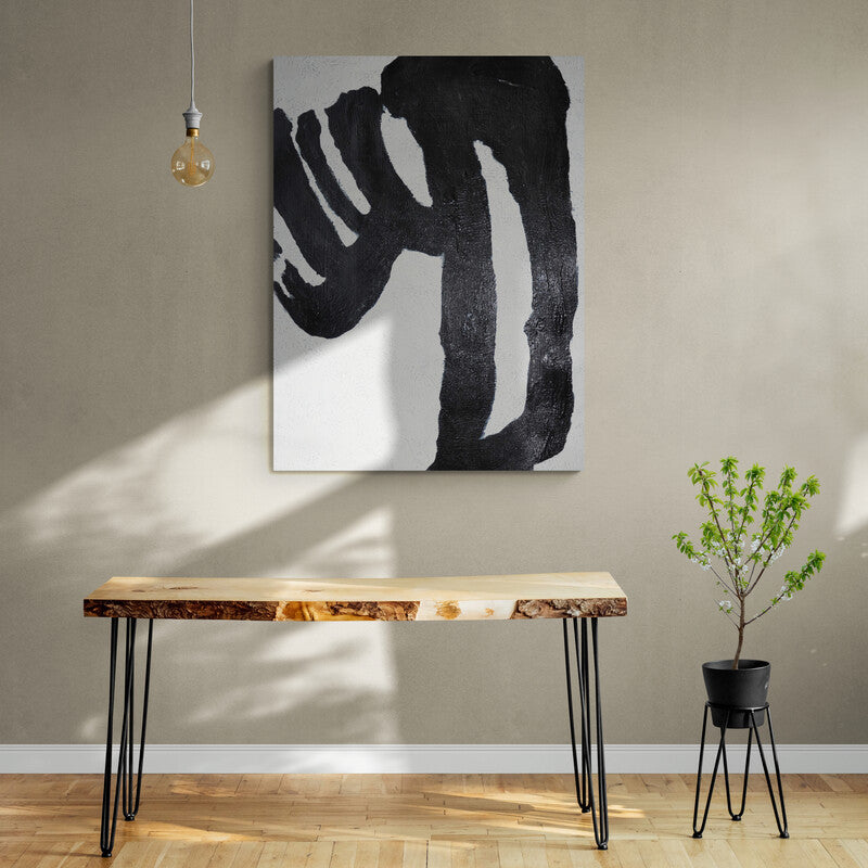 Abstract Black and White Oil Painting for Modern Home Decor