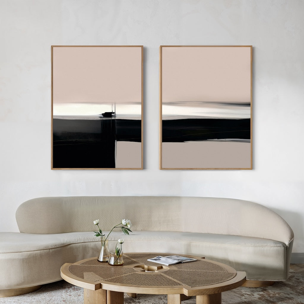 Abstract Dual Tone Oil Painting Set for Modern Home Decor