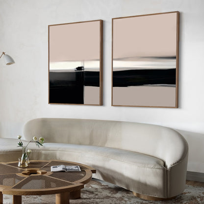 Abstract Dual Tone Oil Painting Set for Modern Home Decor