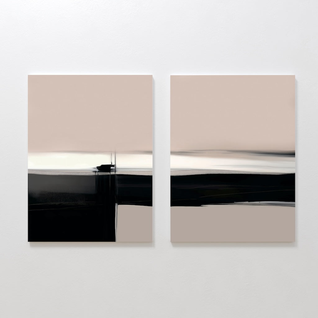 Abstract Dual Tone Oil Painting Set for Modern Home Decor