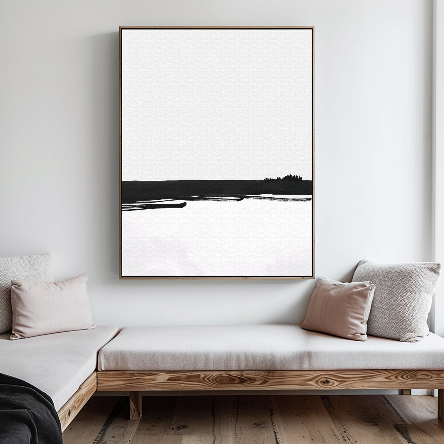 Modern Linear Landscape Abstract Oil Painting for Sophisticated Decor