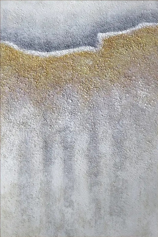 Abstract Oil Painting of Serene Landscapes in Gold and Silver Tones