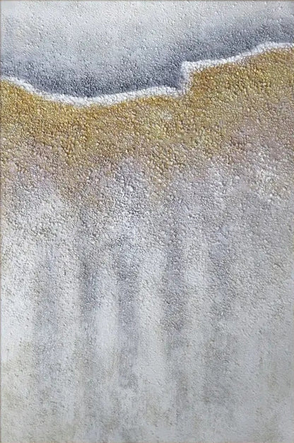 Abstract Oil Painting of Serene Landscapes in Gold and Silver Tones