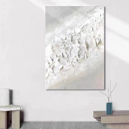 Serene White Wave Texture Oil Painting for Modern Home Decor