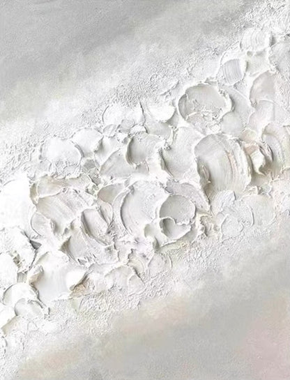 Serene White Wave Texture Oil Painting for Modern Home Decor