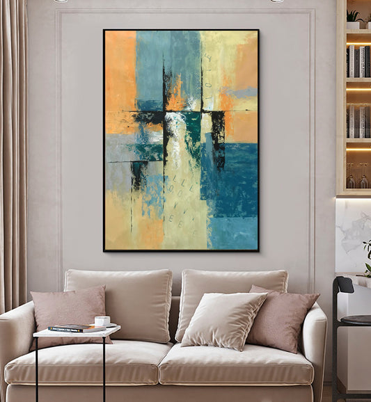 Abstract Oil Painting of Love in Vibrant Colors for Modern Home Decor