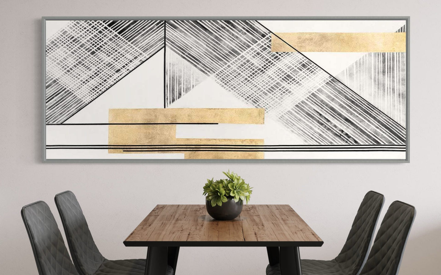 Elegant Abstract Oil Painting with Gold and Black Design for Modern Home Decor