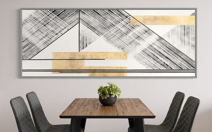 Elegant Abstract Oil Painting with Gold and Black Design for Modern Home Decor