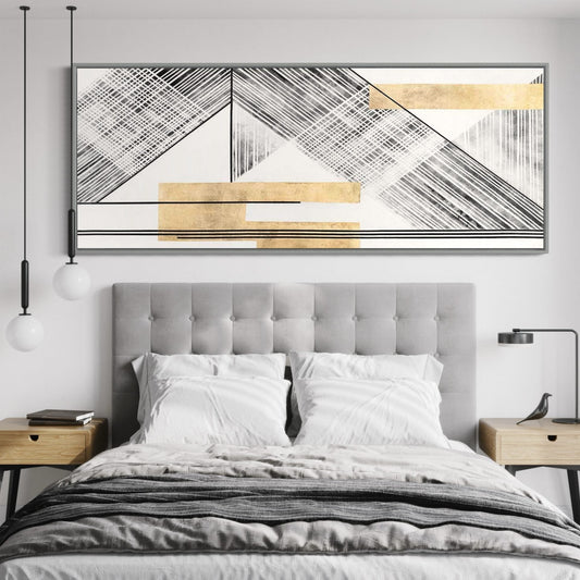 Elegant Abstract Oil Painting with Gold and Black Design for Modern Home Decor