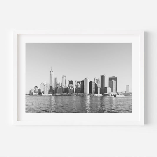 Stunning Oil Painting of Lower Manhattan Skyline Over Water