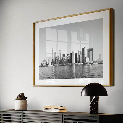 Stunning Oil Painting of Lower Manhattan Skyline Over Water