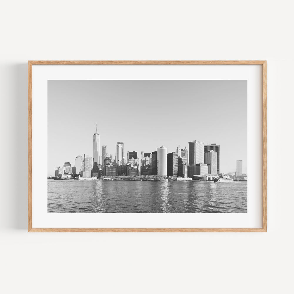 Stunning Oil Painting of Lower Manhattan Skyline Over Water