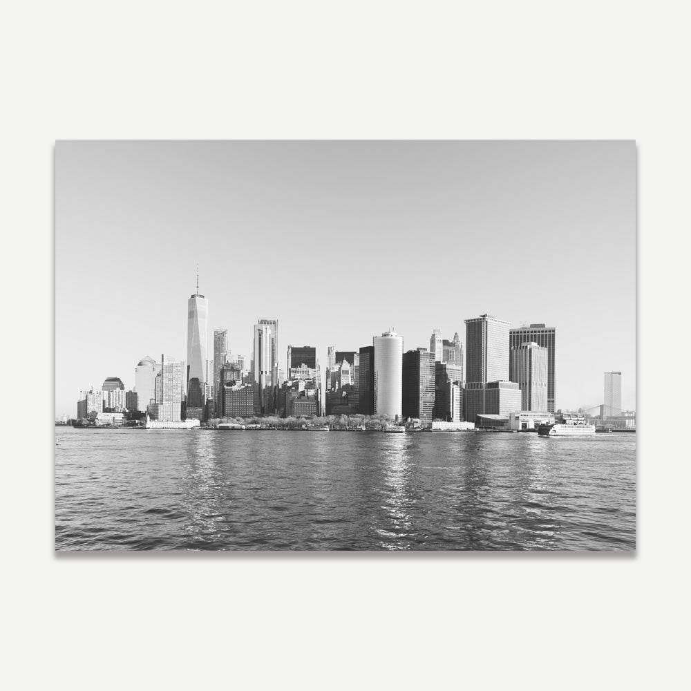 Stunning Oil Painting of Lower Manhattan Skyline Over Water