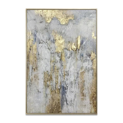 Elegant Gold and Gray Abstract Oil Painting for Modern Home Decor