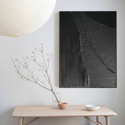 Elegant Black Minimalist Abstract Oil Painting for Modern Home Décor