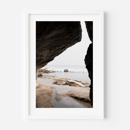 Tranquil Coastal View: Serene Oil Painting of Mahon Pool and Rocky Shoreline