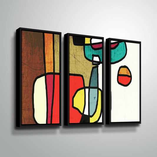 Vibrant Abstract Triptych Artwork in Bold Colors for Modern Decor