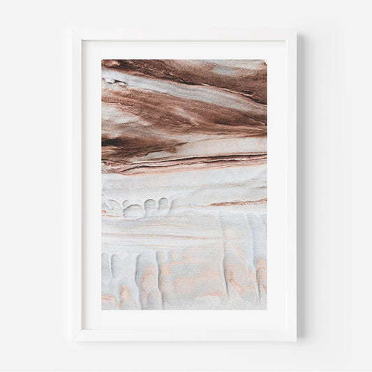 Serene Coastal Landscape Oil Painting with Earthy Tones and Textured Detail