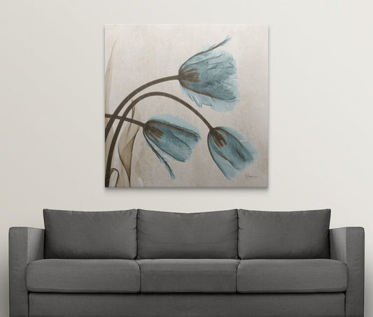 Elegant Blue Tulip Oil Painting for Modern Home Decor