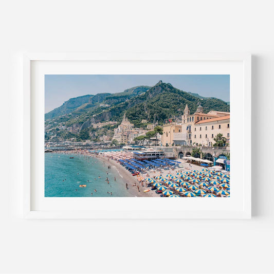 Coastal Charm: Serene Marina Grande Beach Landscape Oil Painting