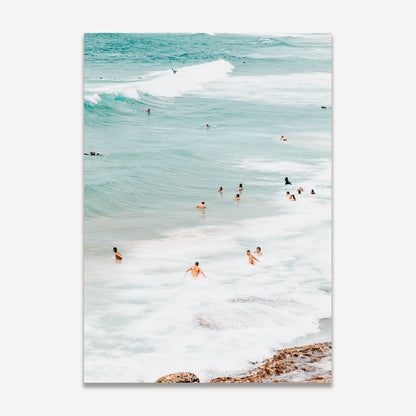 Vibrant Ocean Bliss: Serene Summer Bathers at Maroubra Beach Oil Painting