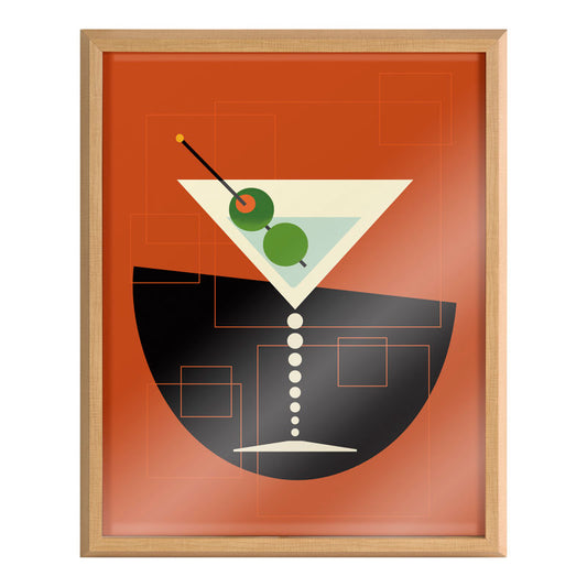 Modern Martini Oil Painting - Stylish Floater Frame Art for Home Decor