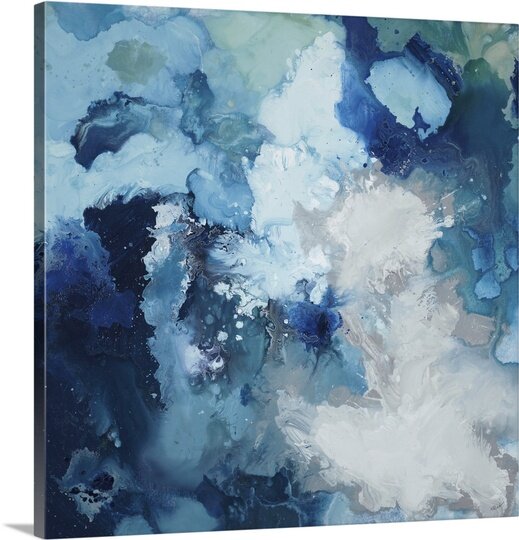 Abstract Blue Ocean Waves Oil Painting