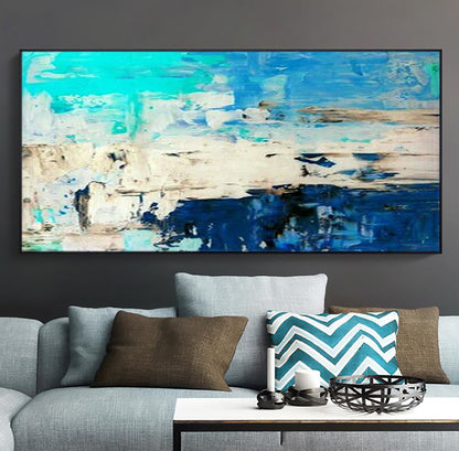 Serene Mediterranean Seascape Oil Painting for Coastal Home Decor