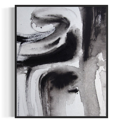 Abstract Black and White Oil Painting for Modern Home Decor