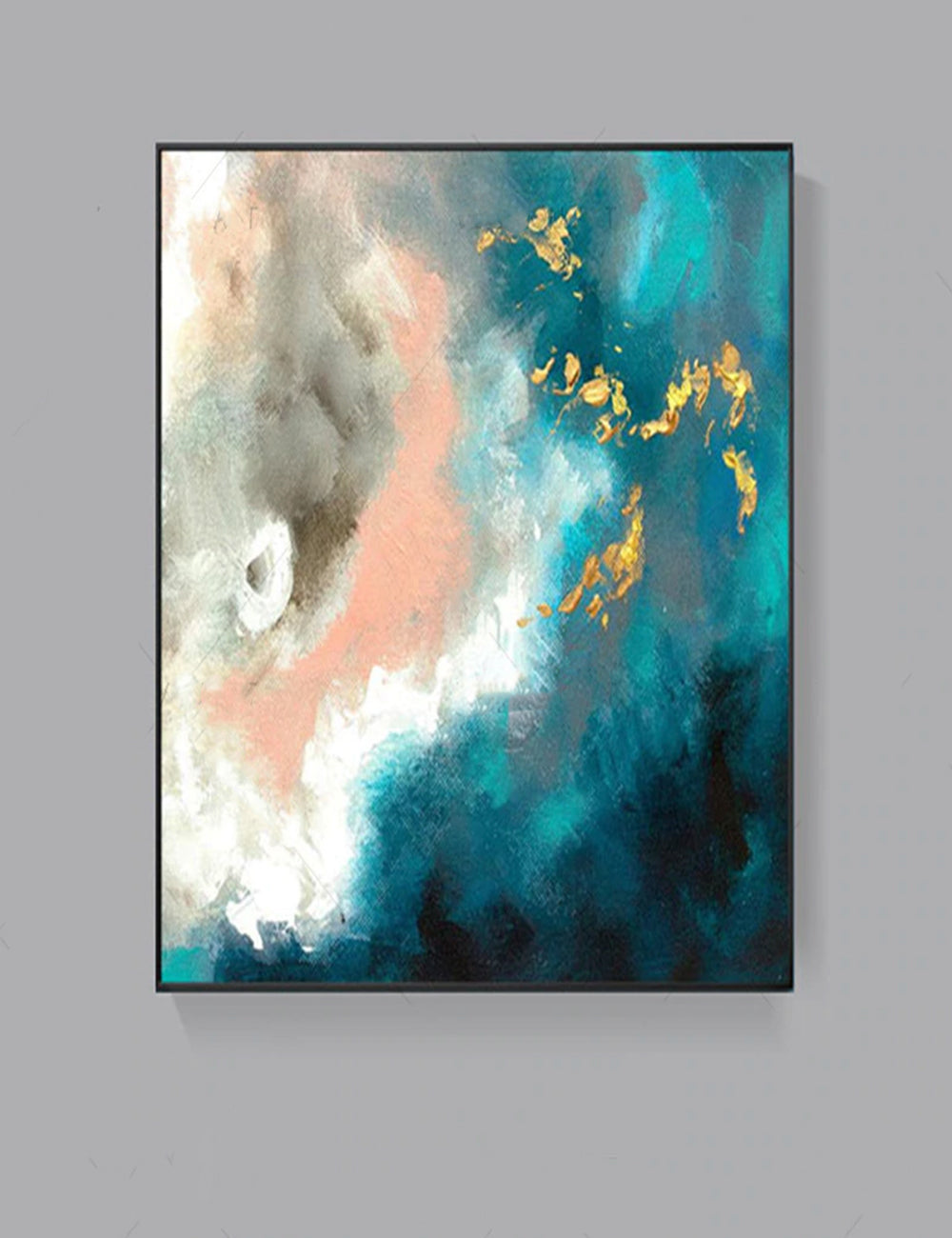 Vibrant Abstract Oil Painting of Celestial Phenomena in Blues and Golds