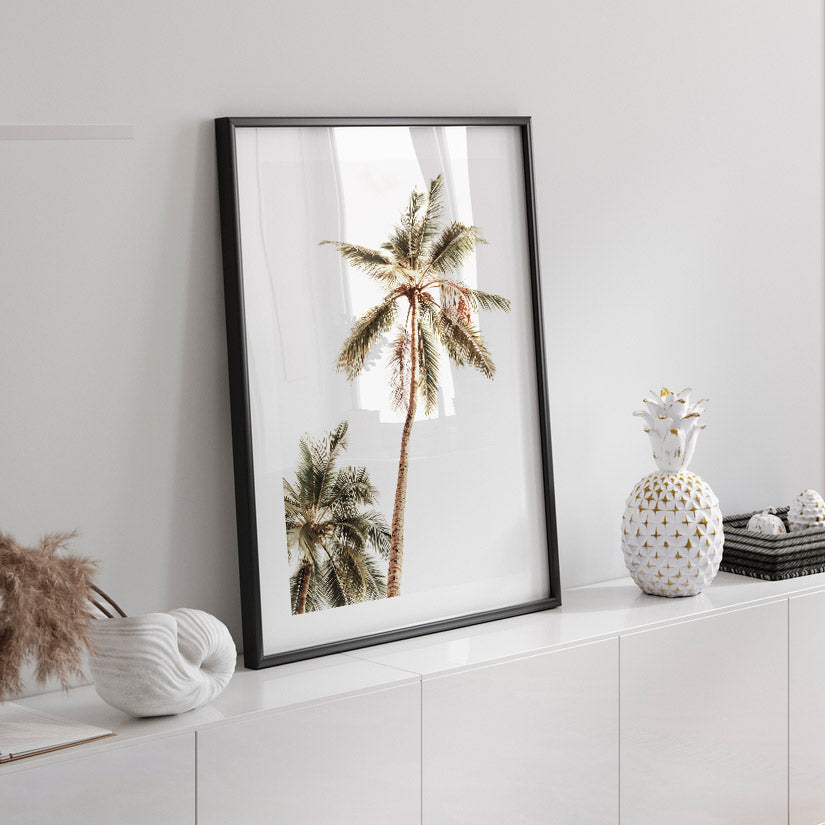 Tropical Palm Trees Art Print - Serene Oil Painting of Mexico's Coastal Beauty