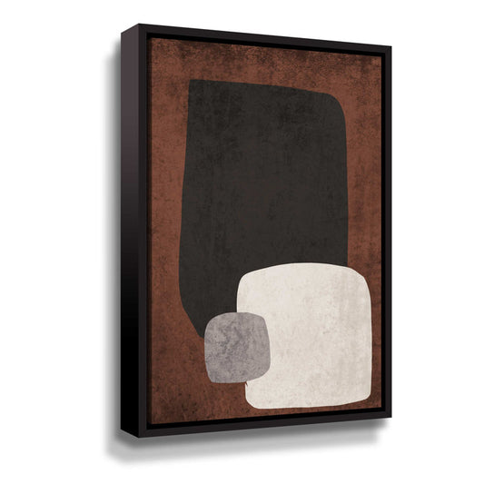 Abstract Mid Century Modern Oil Painting with Geometric Shapes and Earthy Tones