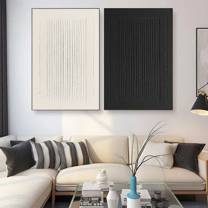 Elegant Minimalist Textured Oil Painting Duo for Modern Home Decor