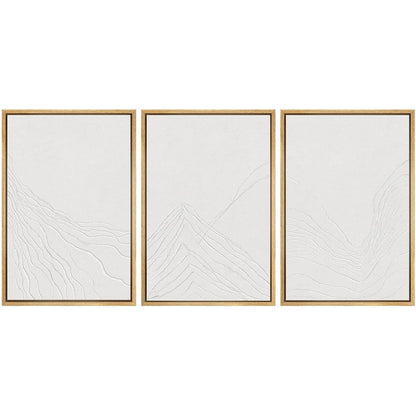 Abstract Minimalist Mountain Range Canvas Art - Neutral Framed Wall Décor for Modern Spaces