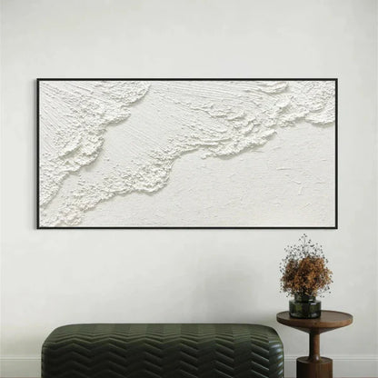 Abstract Textured White Canvas Art for Modern Home Décor