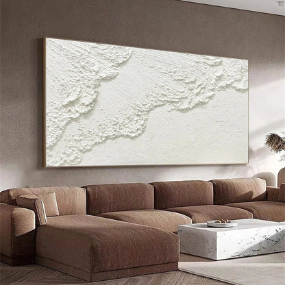 Abstract Textured White Canvas Art for Modern Home Décor