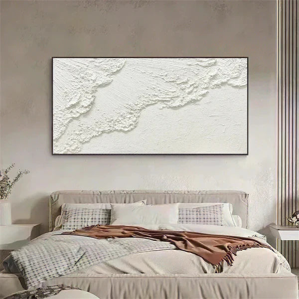 Abstract Textured White Canvas Art for Modern Home Décor