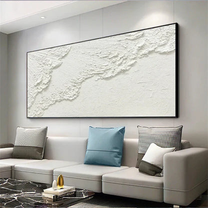 Abstract Textured White Canvas Art for Modern Home Décor