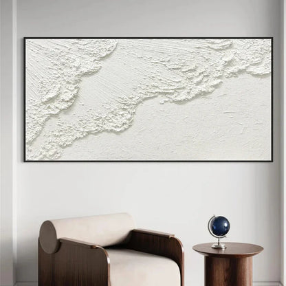 Abstract Textured White Canvas Art for Modern Home Décor