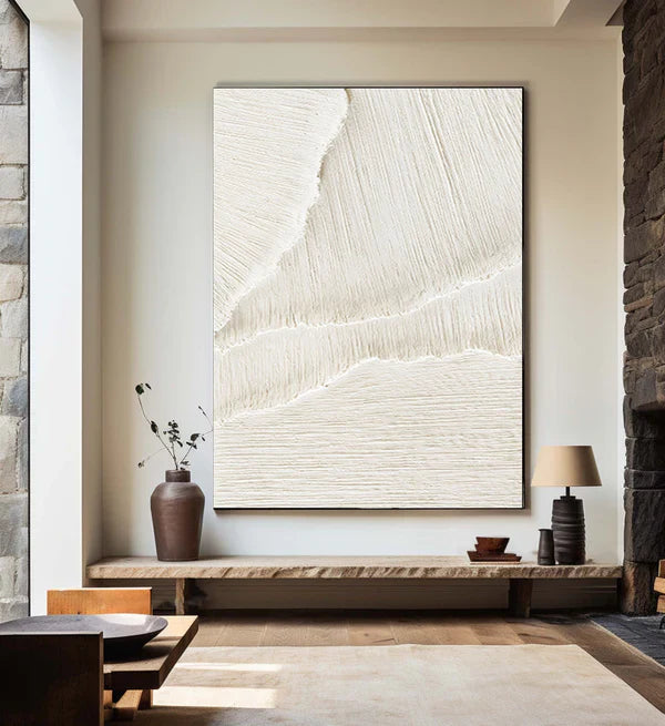 Textured Minimalist Neutral Oil Painting for Modern Home Decor