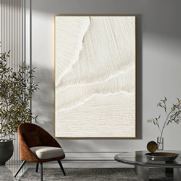 Textured Minimalist Neutral Oil Painting for Modern Home Decor