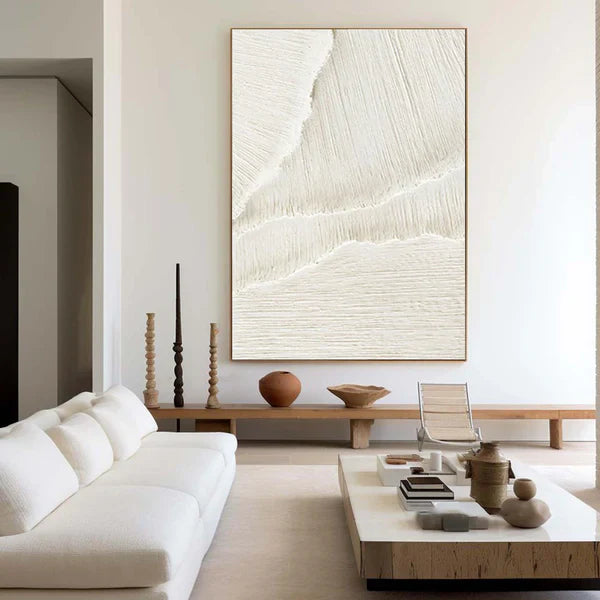 Textured Minimalist Neutral Oil Painting for Modern Home Decor