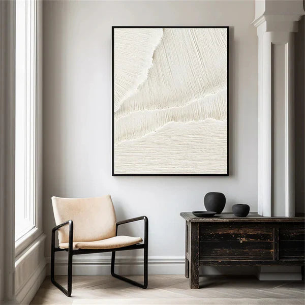 Textured Minimalist Neutral Oil Painting for Modern Home Decor