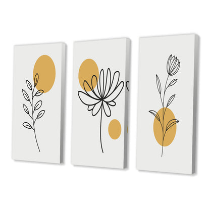 Mid-Century Modern Flower Art Set - Minimalist Retro Floral Wall Decor