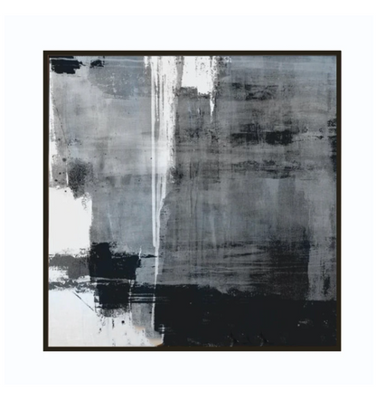 Abstract Gray and Black Oil Painting for Modern Home Décor