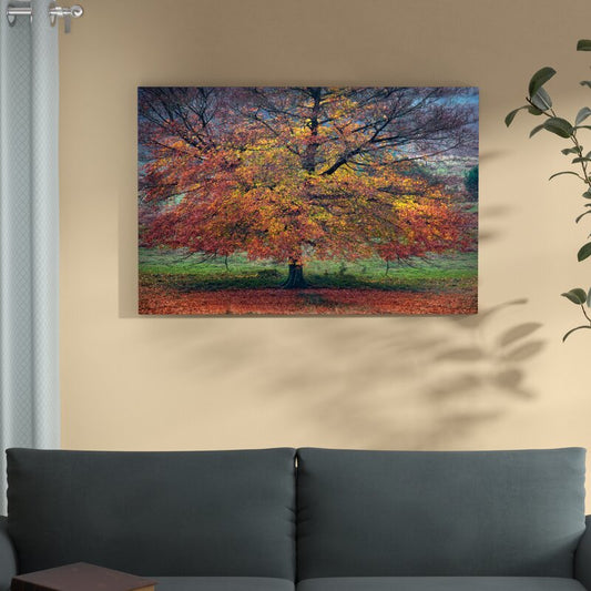 Vibrant Autumn Tree Oil Painting - Modern Home Decor Artwork