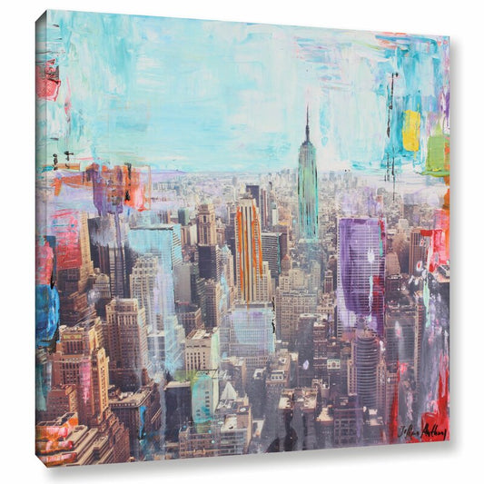 Vibrant Urban Cityscape - Modern Oil Painting of a Skyline and Contemporary Abstract Art