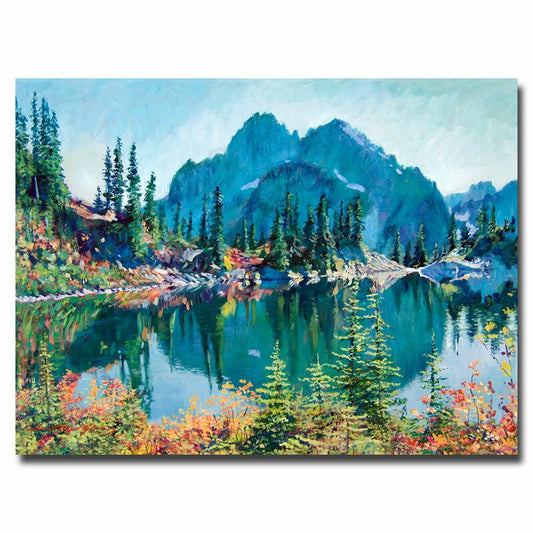 Tranquil Mountain Lake Oil Painting - Vibrant Nature Landscape Art for Modern D√©cor