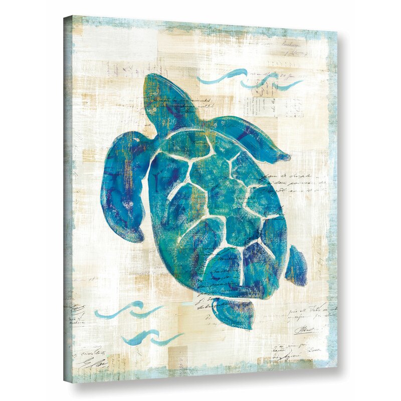 Vibrant Blue Sea Turtle Oil Painting - Modern Coastal Art for Your Home Decor