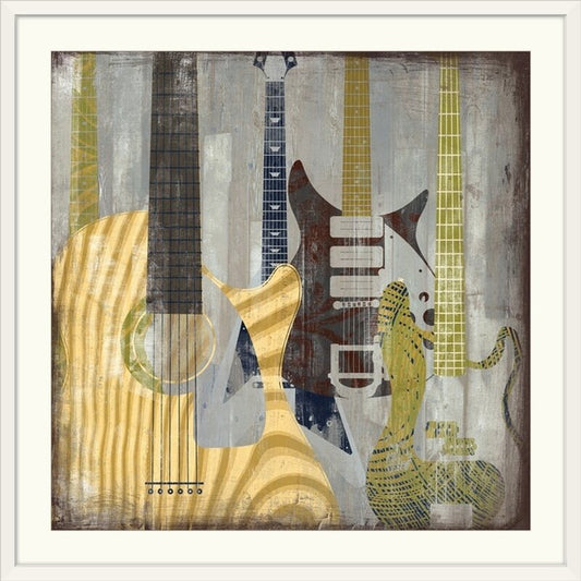 Vibrant Guitar Art: Modern Abstract Oil Painting for Music Lovers
